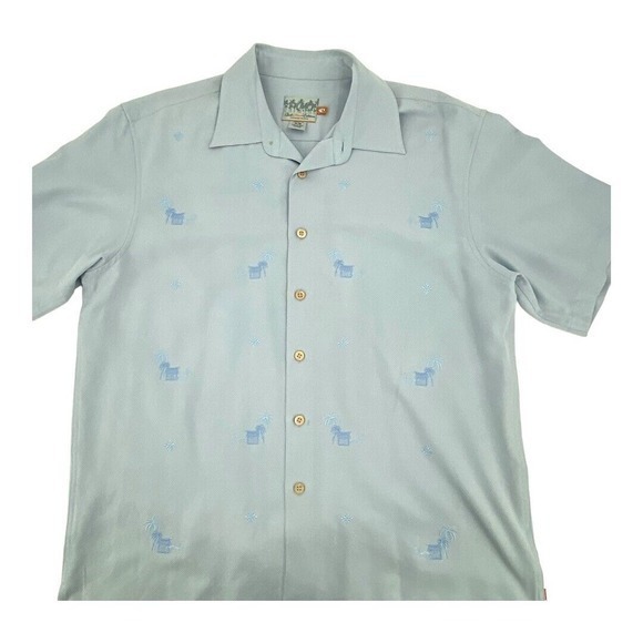 Quiksilver Premium Edition Silk Short Sleeve Gray Hawaiian‎ Shirt Palms Size M - Picture 1 of 7